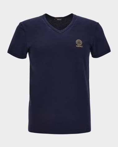 Versace Men's Logo V-Neck T-Shirt