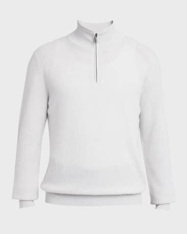 Brioni Men's Cashmere-Wool Quarter-Zip Sweater