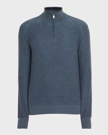 Brioni Men's Cashmere-Wool Quarter-Zip Sweater