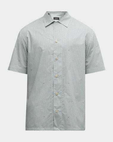 Brioni Men's Cotton Geometric-Print Camp Shirt