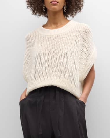 Apiece Apart Oliva Dolman-Sleeve Knit Linen Vest