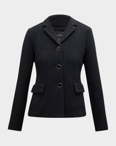 St. John Compact Boucle Knit Notch-Collar Single-Breasted Jacket