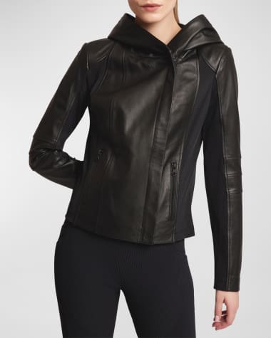 Blanc Noir Too Shy Hooded Leather Jacket