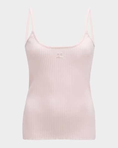 Courreges Logo Ribbed Knit Tank Top