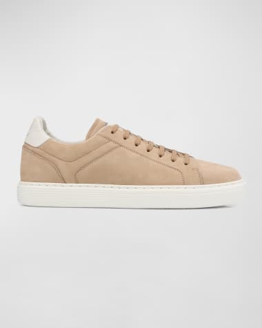 Brunello Cucinelli Men's Nubuck Calfskin Low-Top Sneakers
