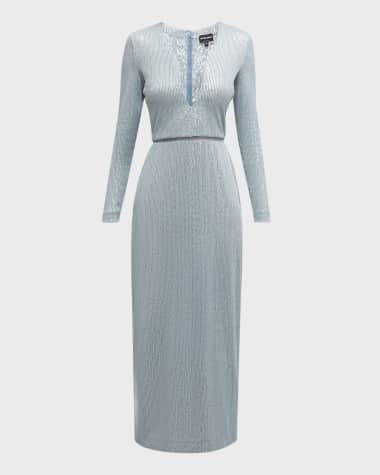 Giorgio Armani Plunging Sequined Knit Dress