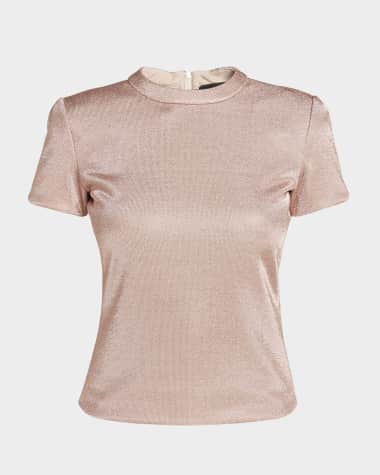 Giorgio Armani Metallic Short-Sleeve Bonded Jersey Tee