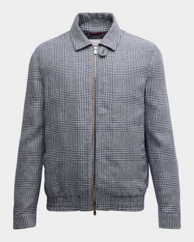 Brunello Cucinelli Men's Prince Of Wales Exclusive Bomber Jacket