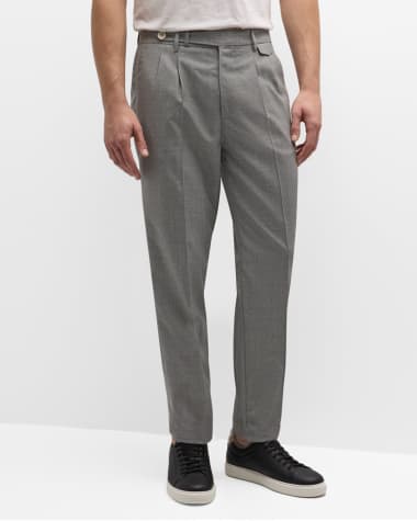 Brunello Cucinelli Men's Wool Double-Pleated Dress Pants