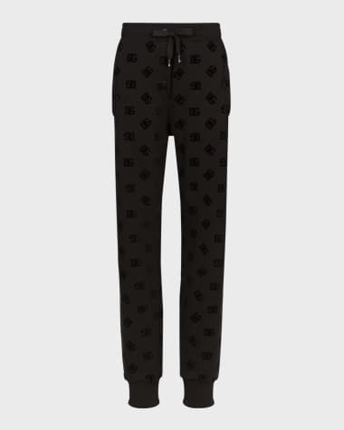 Dolce&Gabbana Flocked Cotton Jersey DG Logo Jogger Pants