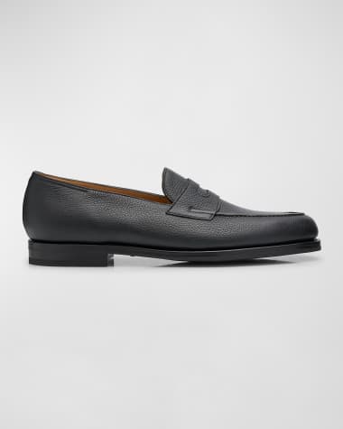 John Lobb Men's Lopez Soft Grained Leather Penny Loafers