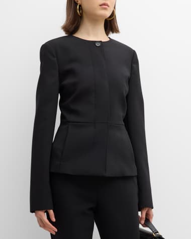Max Mara Pepli Single-Breasted Crepe Jacket