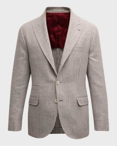 Brunello Cucinelli Men's Glen Plaid Peak Lapel Sport Coat