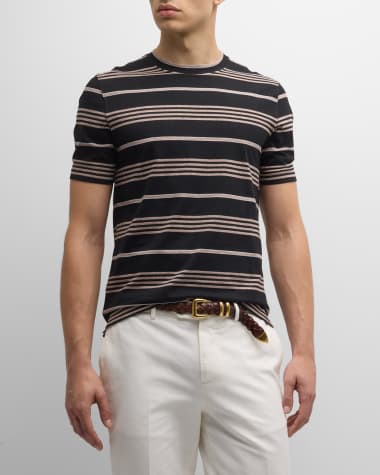 Brunello Cucinelli Men's Cotton Stripe Crewneck T-Shirt