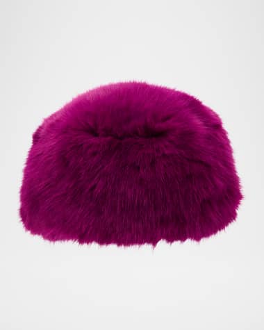 Adrienne Landau Grey Faux Fox Fur Beanie