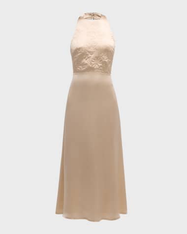 Albus Lumen Andrea Silk Backless Halter Dress
