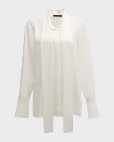 Kobi Halperin Addie Tie-Neck Button-Down Blouse