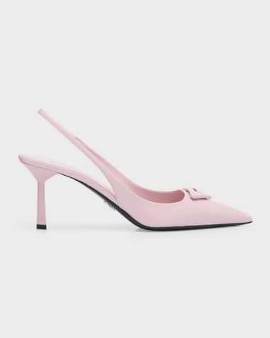 Prada Patent Padded Triangle Slingback Pumps