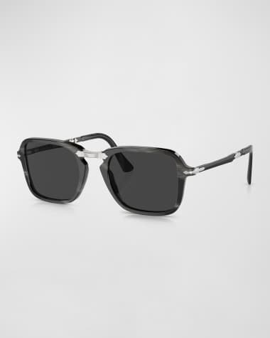 Persol Men's Foldable Acetate Rectangle Sunglasses