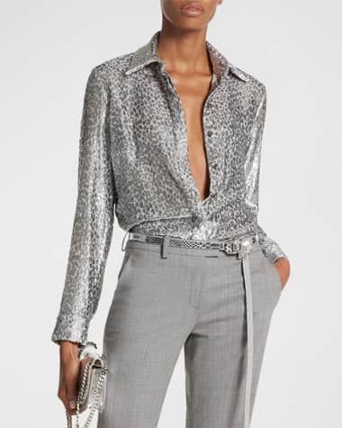 Michael kors shirts silver clearance