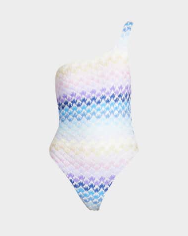 Missoni Degrade Lace-Effect Asymmetric One-Piece Swimsuit