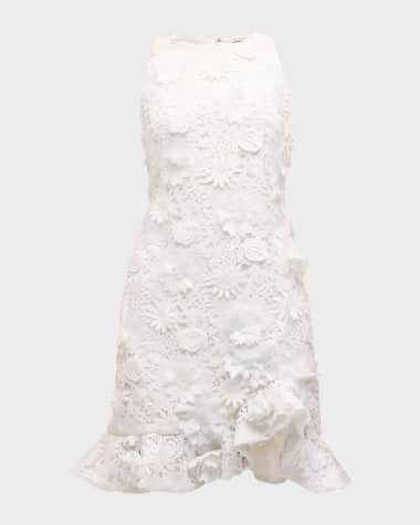 Ungaro Coral Sleeveless Floral Lace Mini Dress