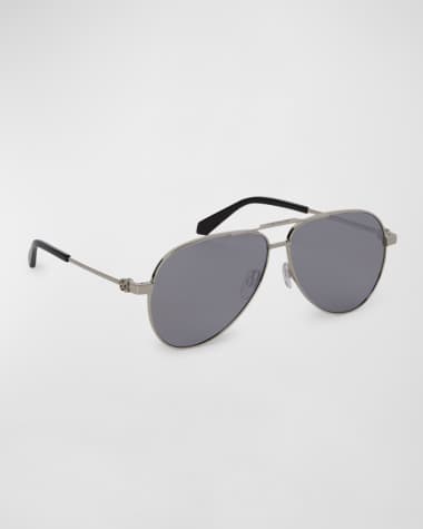 Off-White Men's Ruston Double-Bridge Metal Aviator Sunglasses