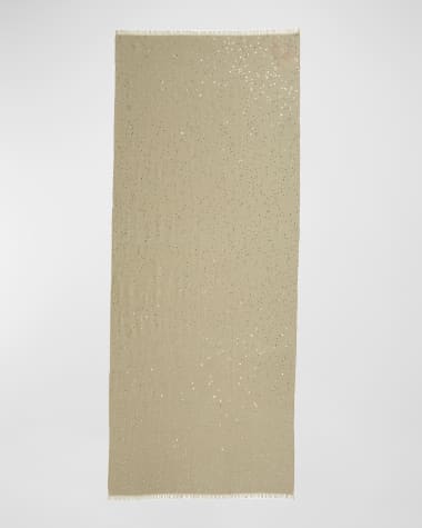 Brunello Cucinelli Cashmere Silk Scarf with Paillette Details