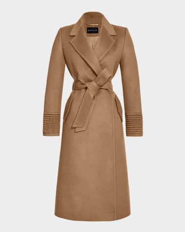 Sentaler Long Notched-Collar Wrap Coat