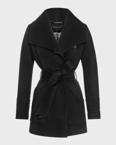 Sentaler Belted Wide-Collar Wrap Coat