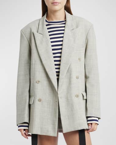 Plan C Panama Double-Twisted Wool Blazer Jacket