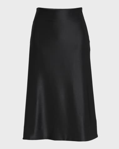 Jil Sander High-Waist Satin Midi Skirt