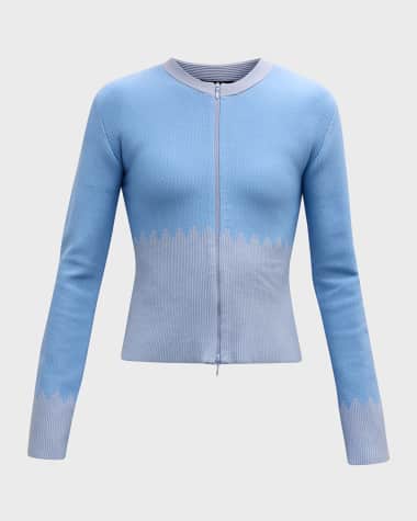 Emporio Armani Geometric Jacquard-Knit Zip-Front Jacket