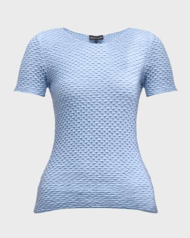 Emporio Armani Scoop-Neck Puckered Jersey T-Shirt