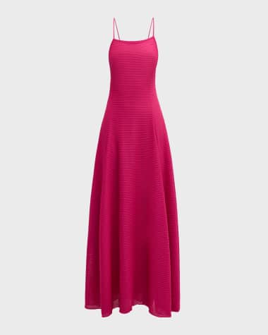 Emporio Armani Ribbed A-Line Jersey Halter Maxi Dress