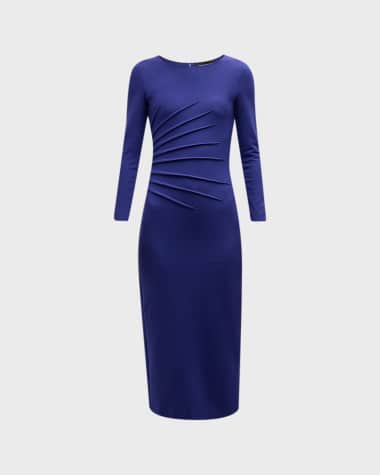 Emporio Armani Pintuck Jersey Midi Sheath Dress