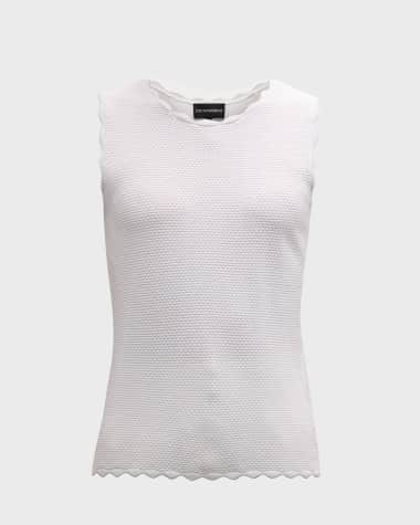 Emporio Armani Scalloped Crewneck Knit Tank