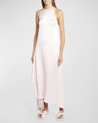 JW Anderson Sleeveless Draped Satin Maxi Dress