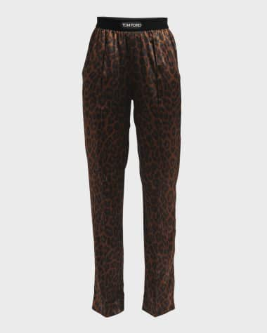 Tom Ford Straight-leg Tiger Print Pants In Brown