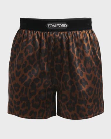TOM FORD Reflected Leopard-Print Satin Pajama Shorts