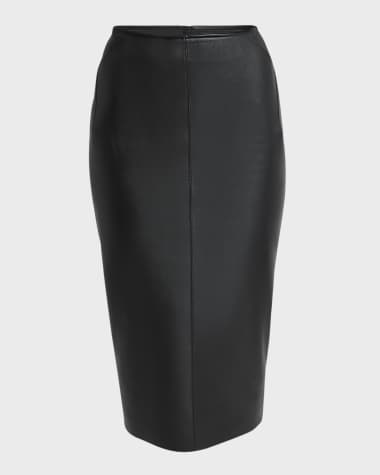 ALAIA Leather Midi Pencil Skirt