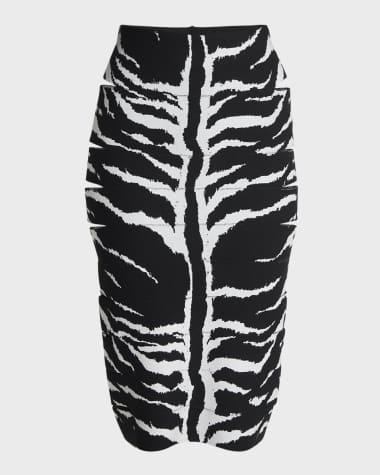 ALAIA Zebra-Print Pencil Skirt with Cutout Detail