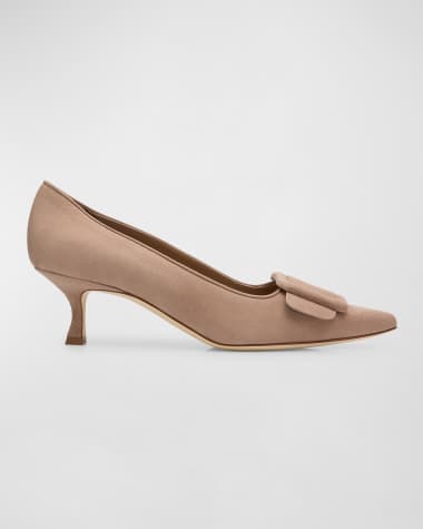 Manolo Blahnik Maysale Suede Buckle Pumps
