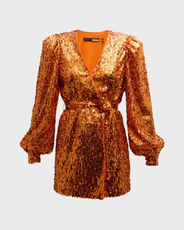 Rotate Birger Christensen Long-Sleeve Sequined Mini Dress