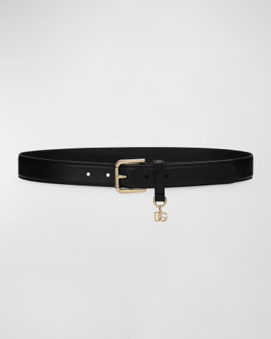 Dolce&Gabbana DG Charm Smooth Leather & Brass Belt