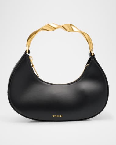 SIMKHAI Nixi Twist Leather Top-Handle Bag