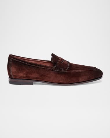 Santoni Men's Carlos Suede Penny Loafers