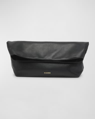 Jil Sander Fold-Over Leather Clutch Bag