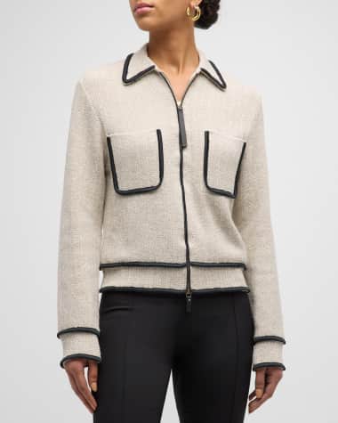 Giorgio Armani Linen Knit Jacket with Contrast Trim