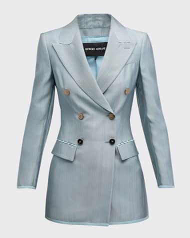Giorgio Armani Textured Viscose Double-Breasted Blazer